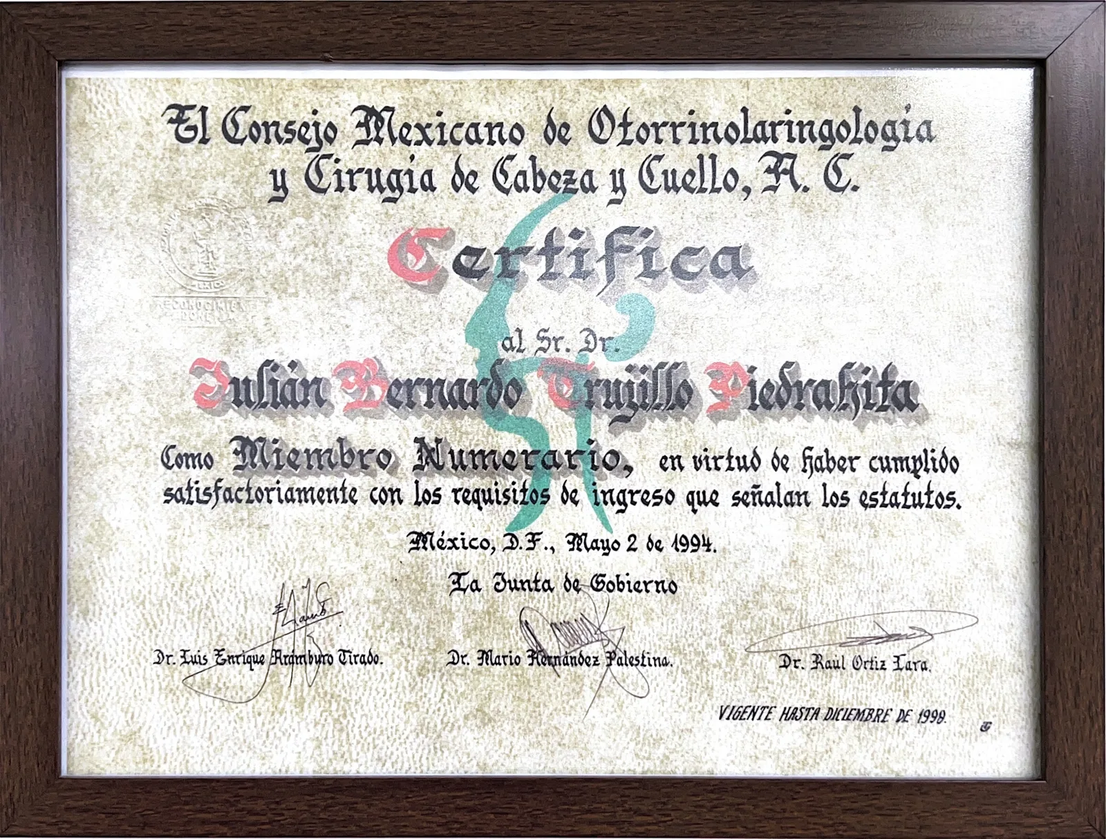 Miembro Numerario — Consejo Mexicano de ORL